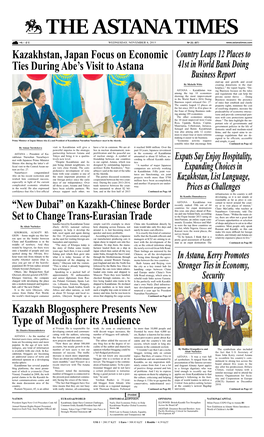 Kazakhstan, Japan Focus on Economic Ties During Abe's Visit To