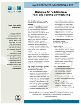 Reducing Air Pollution from Paint and Coating Manufacturing