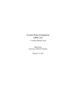 Lecture Notes Companion CPSC 213 2Nd Edition DRAFT Oct28