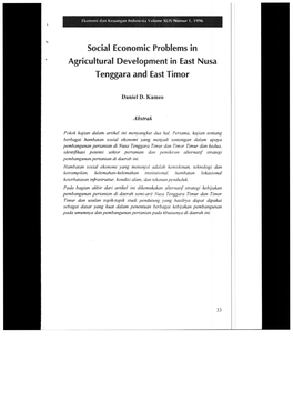 Social Economic Problems in Agricultural Development in East Nusa Tenggara and East Timor