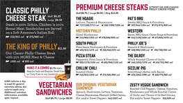 CLASSIC PHILLY CHEESE STEAK Half $6.29