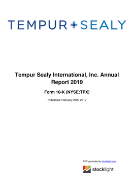 Tempur Sealy International, Inc. Annual Report 2019