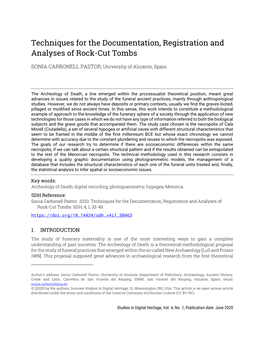 Techniques for the Documentation, Registration and Analyses of Rock-Cut Tombs