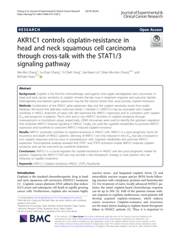 AKR1C1 Controls Cisplatin-Resistance in Head and Neck Squamous Cell