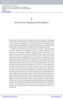 Evolutionary Significance of Bryophytes