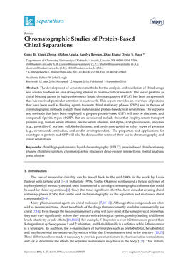 Chromatographic Studies of Protein-Based Chiral Separations