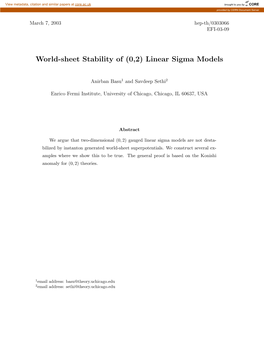 World-Sheet Stability of (0,2) Linear Sigma Models