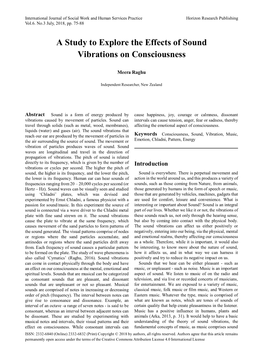 A Study to Explore the Effects of Sound Vibrations on Consciousness