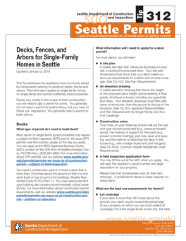 Seattle SDCI Tip #312—Decks, Fences and Arbors for Single