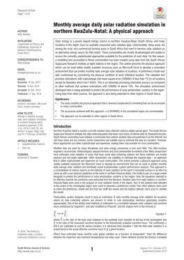 Monthly Average Daily Solar Radiation Simulation in Northern Kwazulu-Natal