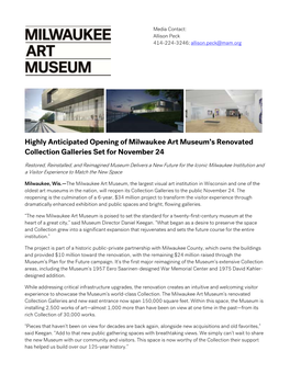 Highly Anticipated Opening of Milwaukee Art Museum's