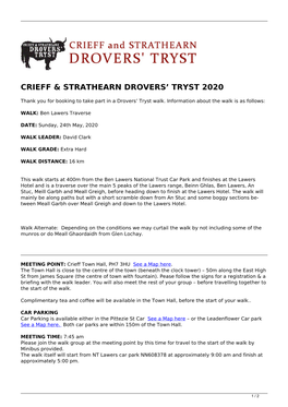 Drovers' Tryst Information Sheet