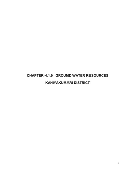 Chapter 4.1.9 Ground Water Resources Kaniyakumari District