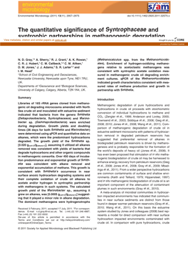 The Quantitative Significance of Syntrophaceae and Syntrophic Partnerships in Methanogenic Degradation of Crude Oil Alkanes