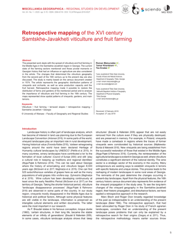 Retrospective Mapping of the XVI Century Samtskhe-Javakheti Viticulture and Fruit Farming