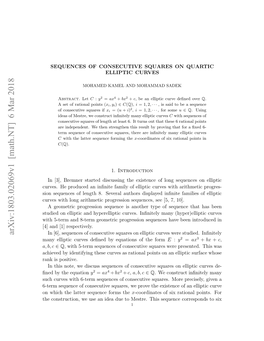 Arxiv:1803.02069V1 [Math.NT] 6 Mar 2018 Ayelpi Uvsdﬁe Yeutoso H Form the of Equations by Deﬁned Curves Elliptic Many Be Have Respectively