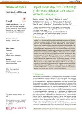 Tropical Ancient DNA Reveals Relationships of the Extinct Bahamian Giant Tortoise Chelonoidis Alburyorum