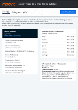 Horario Y Mapa De La Ruta 103 De Autobús