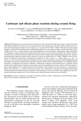 Carbonate and Silicate Phase Reactions During Ceramic Firing