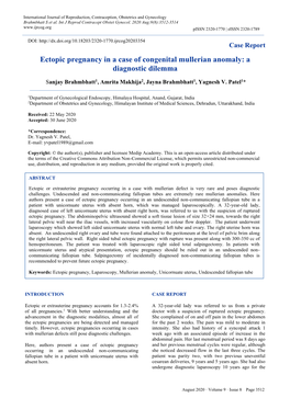 Ectopic Pregnancy in a Case of Congenital Mullerian Anomaly: a Diagnostic Dilemma