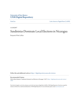 Sandinistas Dominate Local Elections in Nicaragua Benjamin Witte-Lebhar