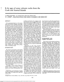 K-Ar Ages of Some Volcanic Rocks from the Cook and Austral Islands