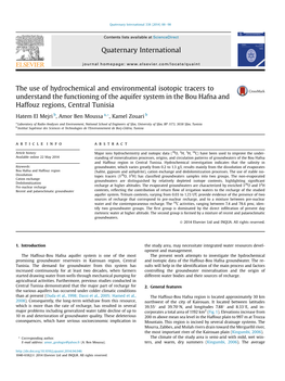 The Use of Hydrochemical and Environmental Isotopic Tracers to Understand the Functioning of the Aquifer System in the Bou Hafna and Haffouz Regions, Central Tunisia