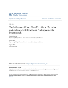 The Influence of Host Plant Extrafloral Nectaries on Multitrophic Interactions: an Experimental Investigation