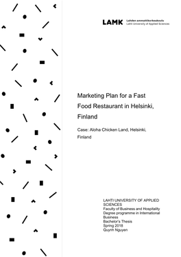 Marketing Plan for a Fast Food Restaurant in Helsinki, Finland
