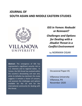 ISIS in Yemen: Redoubt Or Remnant? Challenges and Options for Dealing with a Jihadist Threat in a Conflict Environment