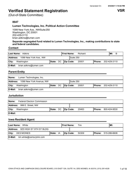 Verified Statement Registration VSR (Out-Of-State Committee)