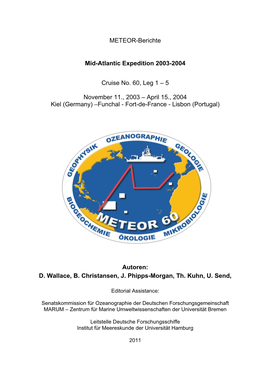 METEOR-Berichte Mid-Atlantic Expedition 2003-2004 Cruise No