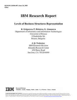 IBM Research Report