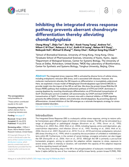 Inhibiting the Integrated Stress Response Pathway Prevents