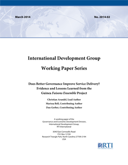 International Development Group Working Paper Series
