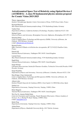 Astrodynamical Space Test of Relativity Using Optical Devices I (ASTROD I) - a Class-M Fundamental Physics Mission Proposal for Cosmic Vision 2015-2025