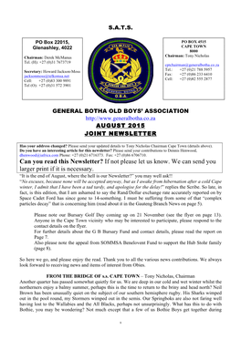 Can You Read This Newsletter? If Not Please Let Us Know