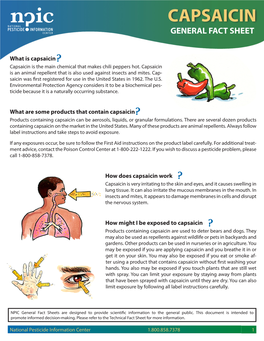 Capsaicin General Fact Sheet