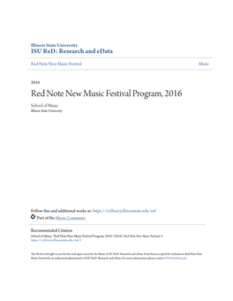 Red Note New Music Festival Program, 2016 School of Music Illinois State University