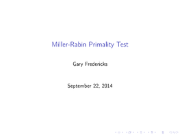 Miller-Rabin Primality Test