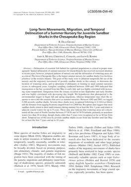 Long-Term Movements, Migration, and Temporal Delineation of a Summer Nursery for Juvenile Sandbar Sharks in the Chesapeake Bay Region