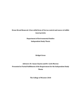 Drone Brood Removal: a Bee-Utiful Form of Varroa Control and Source of Edible Insect Protein