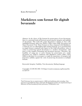 Markdown Som Format För Digitalt Bevarande