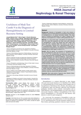 Usefulness of Medi Test Combi 9 in the Diagnosis of Hemoglobinuria in Limited Recourse Setting