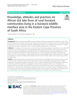 Knowledge, Attitudes and Practices on African Tick Bite Fever of Rural