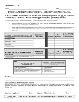 Allergy and Immunology Please Note