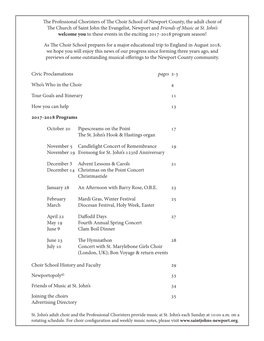 E Professional Choristers of E Choir School of Newport County, the Adult Choir of E Church of Saint John the Evangelist, Newport and Friends of Music at St