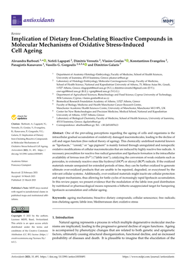 Implication of Dietary Iron-Chelating Bioactive Compounds in Molecular Mechanisms of Oxidative Stress-Induced Cell Ageing