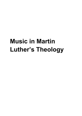 Music in Martin Luther's Theology