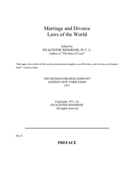 Marriage and Divorce Laws of the World